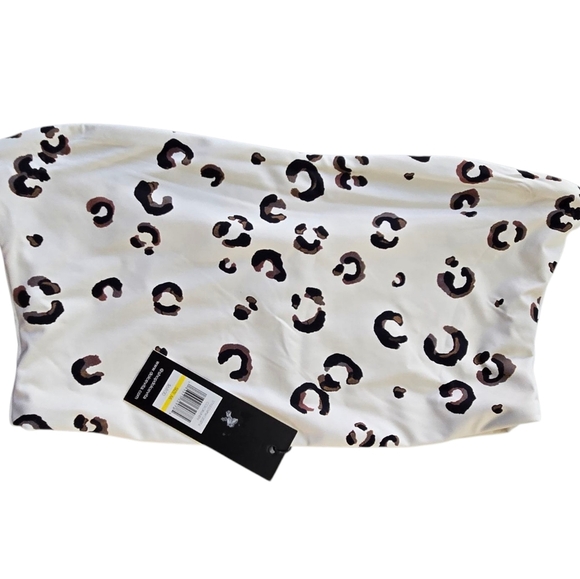 Women's Dolce Vita Top Size M White Brown Leopard Print Swim Top - Picture 1 of 6